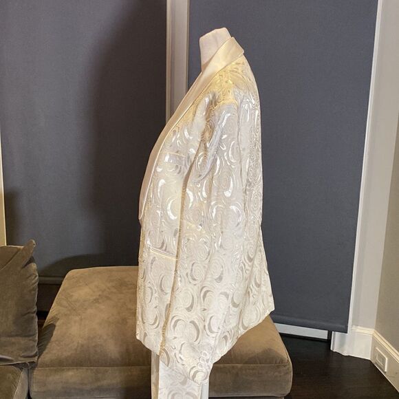 Men’s Tuxedo Rose Floral Jacquard 2 Piece Slim Fit Size 38 Jacket 34 Pants NWT - Picture 6 of 13